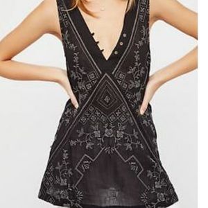 Free People Embroidered Mini Dress Size M